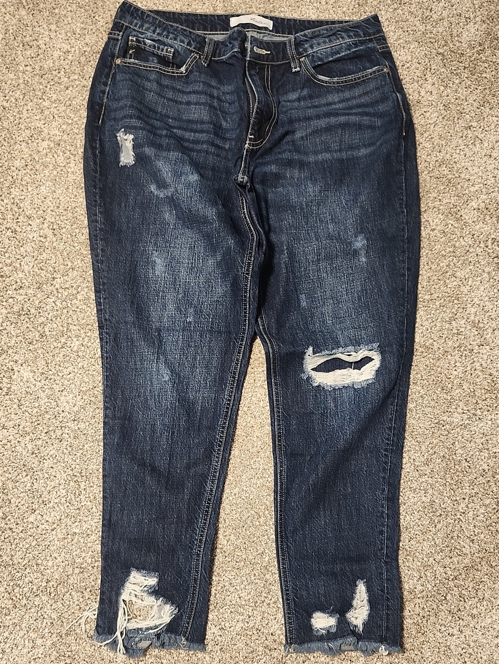 Distressed Dark Blue Women's Jeans